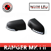MIRROR COVER W/ LED MATTE BLACK FITS FORD RANGER PX PX2 PX3 2011 - 2020 Everest